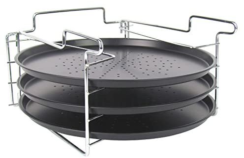 Stewa 4-tlg. Pizzabackset Standhalterung für 3 Pizzableche Ø31cm - gleichzeitiges backen und genießen