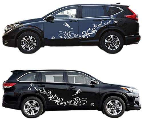 BININBOX universal doppelseitiger Autoaufkleber mit Blumen- und Rankendesign Motorhaubenaufkleber (Weiß)