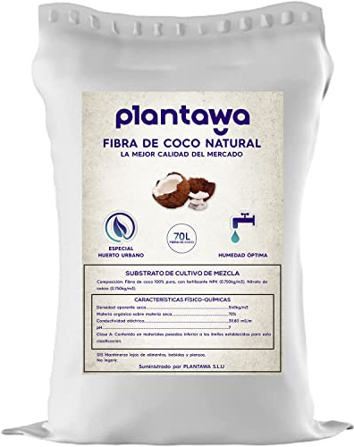 PLANTAWA Fibra de Coco Natural 70L | Sustrato para Plantas y Terrarios | Coco Sostenible Natural y Nutritivo | Retiene Humedad y Mejora Aireación