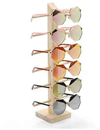 TOMYEUS Brillenhalter Massivholz Glasanzeige Halter Sonnenbrillenanzeige Halter Holz Glasanzeigegestell Doppelwäsche Glas Showcase Sonnenbrillen-Organizer (Color : 6)