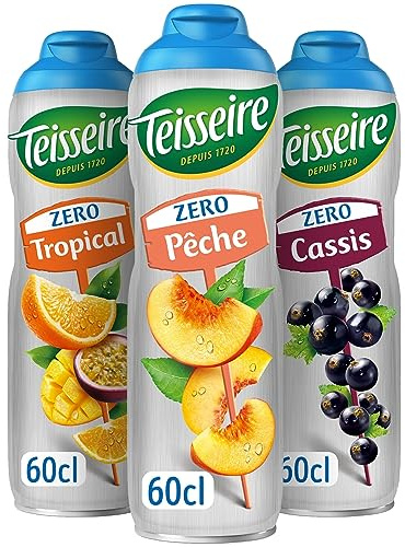 3 jarabes sin azúcar melocotón, tropical, grosella negra 3X0.6L