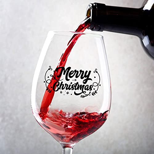 Rimego Lot de 2 verres à vin « Merry Christmas » - Verres à vin rouge ou blanc - 481,9 g - Verres à pied classiques et durables