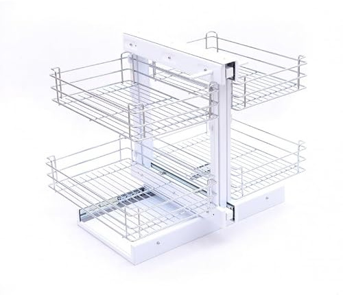 TMY Magic Corner Eckschrank Organizer Beidseitig Montierbar bis 50 kg | Ausziehbare Schublade Küche Stahl, Auszug Küchenschrank Soft-Close-Funktion, Teleskopschublade Ausziehbar für Küchen Schrank