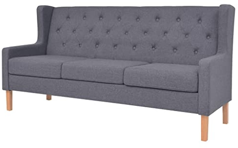 Hommdiy Sofa 3-Sitzer Dreisitzer Stoffsofa Polstersofa Loungesofa Couch Polstermöbel Wohnzimmersofa Designsofa Stoff Grau Holzgestell, VID-245454