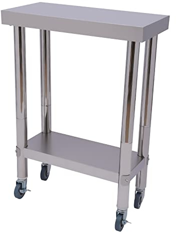 wanwanper Edelstahl Arbeitstisch Edelstahltisch mit Rollen, Gastronomie Küchentisch Edelstahltisch Zubereitungstisch mit Rollen, Lebensmittel-Arbeitstisch für Küche Bar (60 * 30 * 85cm)