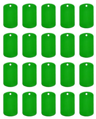 sourcing map Metall Blank Tags Stamping, Grün Blank Dog Tags DIY Gravur Blank Tags für Haustier Hund ID Tags, Anhänger Dekoration, Handwerk Tags, 20 Stück