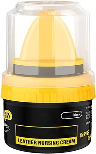 FAFOUR Crème de réparation pour cuir, cirage liquide pour chaussures, crème de réparation pour cuir avec applicateur éponge, crème de beauté pour chaussures en cuir avec brosse (Noir)