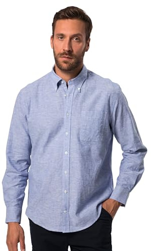 JP 1880 Herren Jp1880 Hemd, Langarm, Leinenmix, Buttondown-Kragen, Modern Fit, Bis 8 XL Hemd
