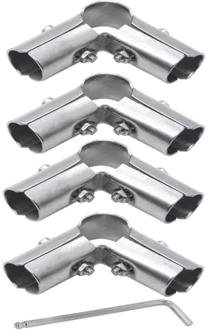 4 Sets von 90-Grad-Rohrverbindern, 3-Wege-Metallverbinder, für 3-Wege-Rohrschellen-Endschienenklemmen (für 1 Zoll oder 25 mm Außendurchmesser, Silber)