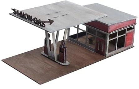 perfk 1/64 1/72 Maßstab Tankstelle Modellbau, Tankstelle Architektur Szene, Landschaftssammlung Ornamente für Modelleisenbahn