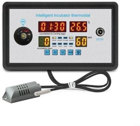 FUBESK 12 V Eier-Inkubator-Controller-Thermostat, Temperaturthermostat für Bruteier, vier Bildschirme, für Eier, Enteneier, Gänseeier, Taubeneier, Wachteleier