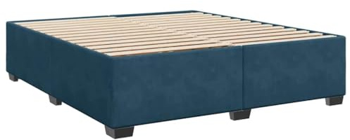 vidaXL Sängram Blå 200x200 cm Sammet - Plattformssäng, Stoppad, för Resårmadrass - Sovrumsmöbler, Dubbelsäng