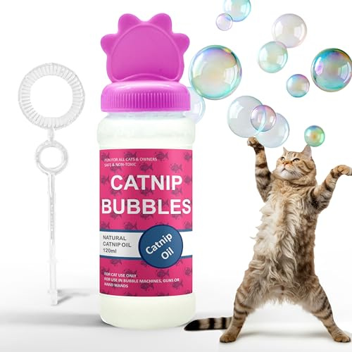 Katzenminze-Blasen, Katzenblasen, die natürliches Katzenminze-Öl für Katzen und Kätzchen enthalten, sichere Katzenminze-Blasen für interaktives Katzenspielzeug, Seifenblasen-Flüssigkeit,