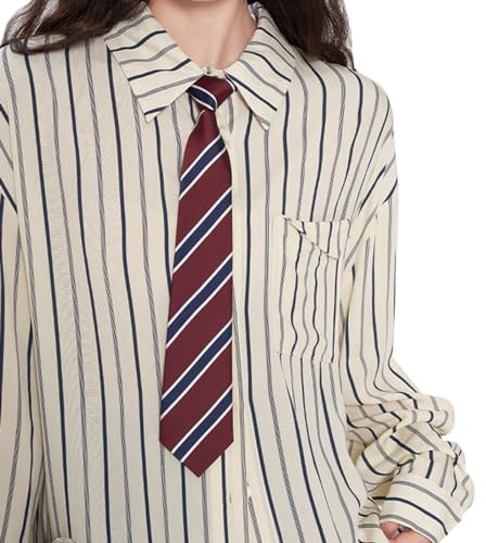 WYLZLKX Cravate Vintage Rayée pour Homme et Femme - Cravate Japonaise Décontractée et Polyvalente - Rayures Rouges et Bleues