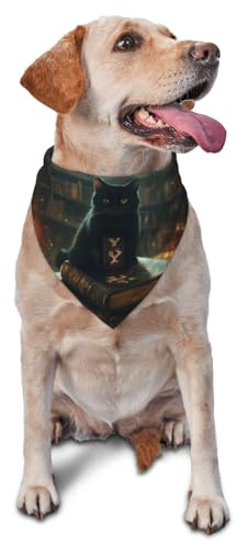 Hundehalstuch, Halloween, schwarze Katze, geheimnisvolles Notizbuch, Dreieck-Lätzchen, Hundetaschentuch, niedliches Hundezubehör, Hundehalstücher