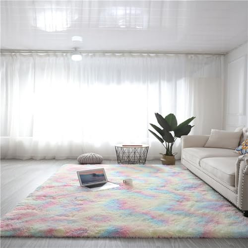 Luxuriöser nordischer Langflor-Teppich für Wohnzimmer und Schlafzimmer, weiche Bodenmatte für Zuhause, 120 x 120 cm