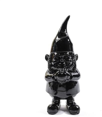 Decor Space Nano da giardino per esterno in resina gnomo simpatico colore tinta unita h 29.5 cm (Nero)