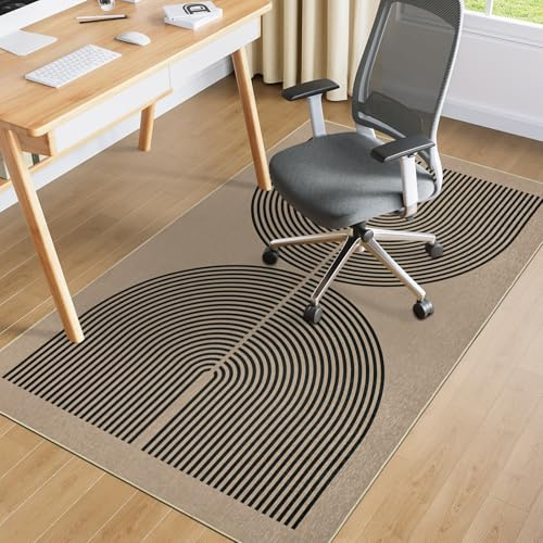 VSIWB 90x120cm Regenbogen Bürostuhlmatte für Teppich, Rutschfeste Bodenschutzmatte Bürostuhl, Dünne Schreibtischstuhl Unterlage Für Holzböden, Bürostuhlunterlage für Homeoffice, Gaming & Yoga, Schwarz