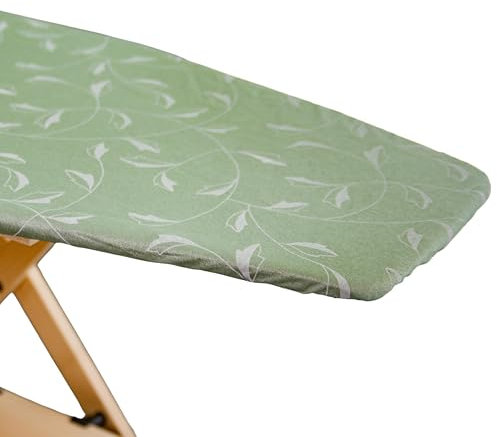 Copertina per Asse da Stiro, Compatibile con Foppapedretti, Colore Argento/Verde, Copriasse da stiro , copertura asse da stiro con Elastico, Tessuto 100% Cotone, 115 x 63 cm, Made in Italy