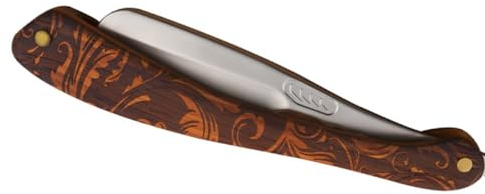 Edelstahl Rasiermesser Klappbar Braun für Präzise Kontrolle | Holz und Stahl Ausführung, Professionell und Gewerblich Nutzbar, Vintage Stil mit Sicherem Design