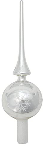 Krebs Glas Lauscha - Weihnachtsdekoration/Christbaumschmuck aus Glas - Christbaumspitze - Farbe: Silber glänzend - Größe: ca. 28 cm
