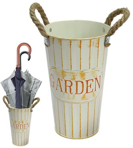 Portaombrelli per ingresso in metallo antico, portaombrello cestino e vassoio per ombrelli interni ed esterni per la casa