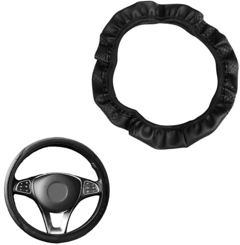 COYUN 1 Pezzo coprivolante per Auto, coprivolante in Pelle Elastica, Volante Antiscivolo per Veicoli, Accessori universali per Volante, Antiscivolo in Pelle PU Traspirante Copristerzo, Linea nera