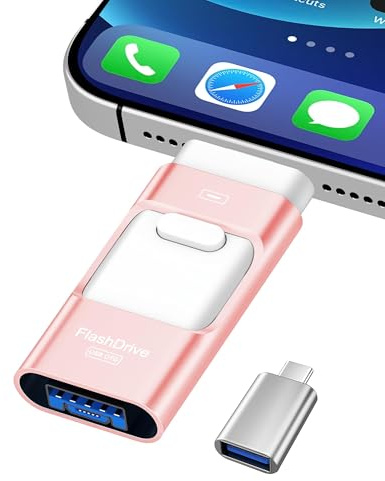 ZARMST 256GB USB Stick für Phone, 4-in-1 Speicherstick für Phone/Pad/Android Smartphone/PC, USB 3.0 Stick zur Schnellen Datenübertragung, Externer Vielseitiger Fotostick Flashlaufwerk, Rosa