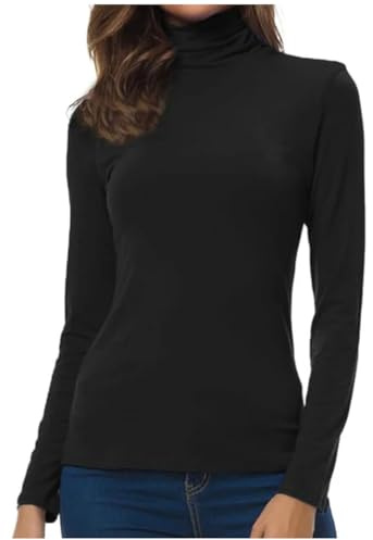 Charmoni - Top Femme Pull sous Pull - col roulé à Manches Longues - Coupe Classique - léger et Extensible - Grande Taille Unique T 40 - T 42