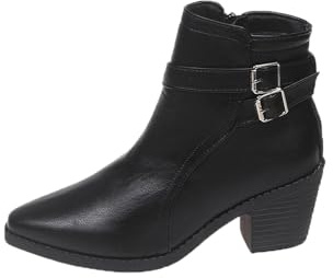 MGGMOKAY Botines para Mujer de Tacon Botas De Mujer con hebillas y Cremallera Moda Puntiaguda Zapatos,Nergo,38