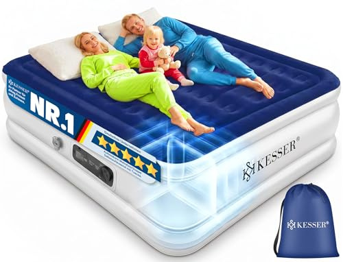 KESSER® Aufblasbare Matratze Luftbett Selbstaufblasend Gästebett mit eingebauter elektrischer Pumpe, Luftmatratze für Camping oder Heimgebrauch Mit Tasche, geeignet für 2 Person - 203 x 152,5 x 51cm