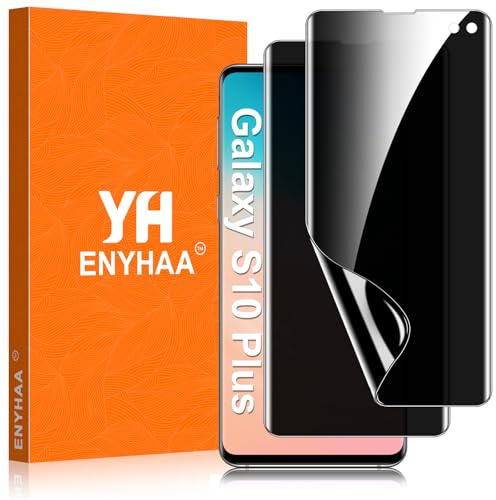 ENYHAA Privacy TPU Schutzfolie für Samsung Galaxy S10 Plus, mit Selbstheilungseffekt, unterstützt Fingerabdruck- und Gesichtserkennung, kompatibel mit Schutzhüllen [2 Stück]