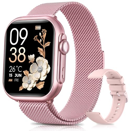 Smartwatch Damen mit Telefonfunktion, 1000mAh Akku, 100 Tage Standby, 1.83 Fitnessuhr mit Herzfrequenz, SpO2, Schlafmonitor, 120+ Sportmod, IP68 Smart Watch, Schrittzähler für Android iOS Rosa