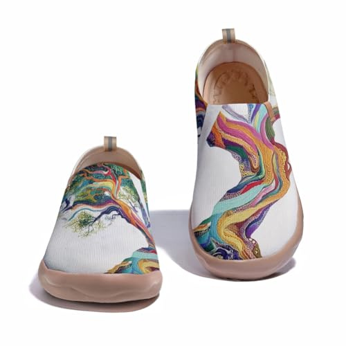 Women's Loafers Breathable Slip-On Flats Patterned Design Lightweight Daily Wear Shoes Tree 6UK