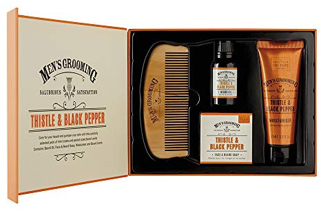 Scottish Fine Soaps Thistle & Black Pepper Face & Beard Care Kit