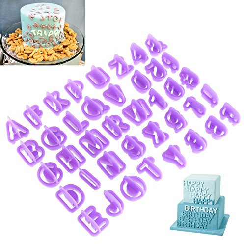 OUNONA Juego de cortadores de Letras para Fondant, 40 Piezas, para Decoración de Pasteles