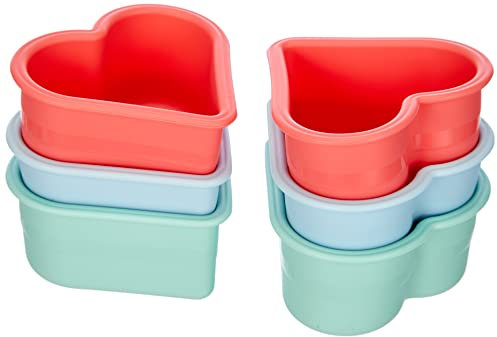 Lurch 83019 FlexiForm Muffin-Herzen 6er Set Pastel Mix / Backformen für kleine Herzen aus 100% BPA-freiem Platin Silikon