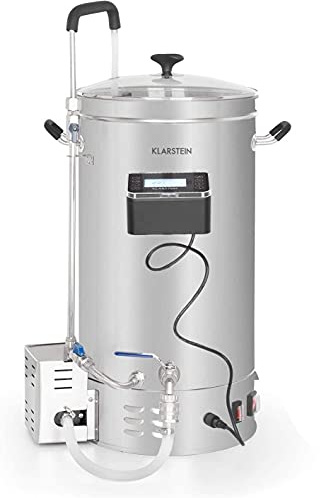 Klarstein Brauheld Pro Mash Vattenkokare - Ölbryggningssystem, Effekt: 100-2500 Watt, MemoryBrew: 11 programmerbara steg, Timer: 1-99 min, Temperatur 30-100 ° C, 304 rostfritt stål, 30 liter