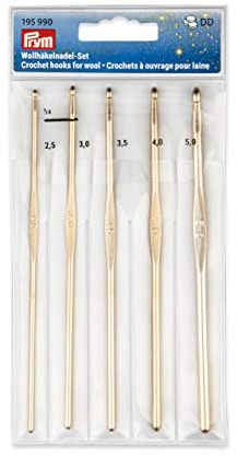 Prym 195990 Häkelnadel-Set, Aluminium, 2,50-5,00 mm, new gold