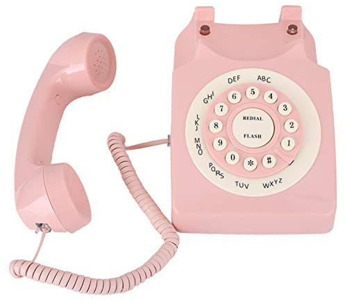 Téléphone résidentiel rétro, téléphone Filaire des années 80, de téléphone européen Rose, qualité sonore Haute définition, avec Gros Boutons Transparents, téléphone