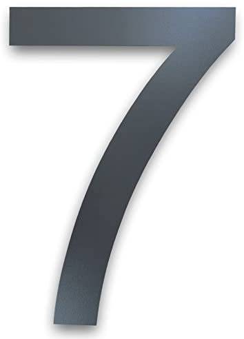 MOLVCE Hausnummernschild aus Edelstahl, Höhe: 20 cm, modern, RAL 7016 anthrazit, 2 mm dick, Metall, Straßennummer aus Edelstahl – Arial, Nr. 7