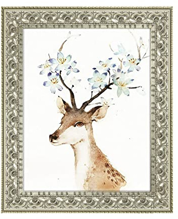 Golden State Art, 8X10 Ornate Finish Photo Frame, Silver Beige Color, Real Glass