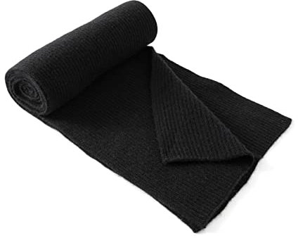 Unisex-Kaschmirwolle Klassischer, gerippter, fester Schal, ultraweicher, warmer Winterschal mit Geschenkbox (Schwarz)