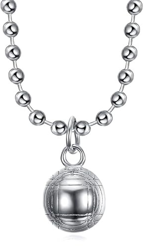 BOBIJOO JEWELRY - Boccia Kugel Anhänger 12mm Edelstahl Silberkette 60cm