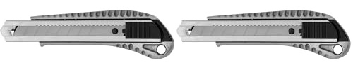 Westcott E-84028 00 18 mm Aluminium Alloy Snap Off Blade Knife with Ergonomic Handle - Grey (Pack of 2)