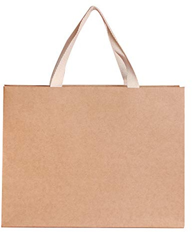 PAPERIST 10 Stk 40x30x14cm (3) Große, Natürlich Braun Papier Geschenktaschen mit Baumwollgriffen, dicke, robuste, langlebige, Umweltschonende Papier Tragetaschen