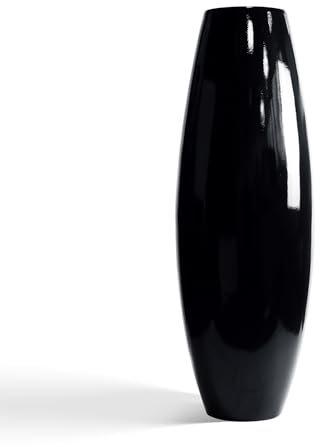 Rocendlor Hohe Bodenvase, 90 cm, stabile hohe Vasen für Wohnzimmer-Dekoration, Kunstharz, Schwarz