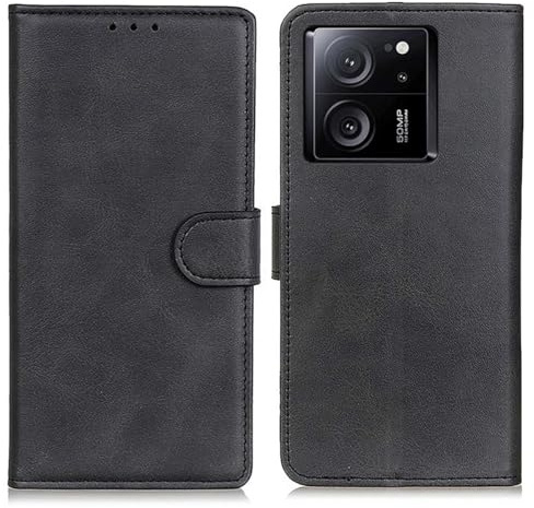GOKEN Leder Folio Hülle für Xiaomi 13T / Xiaomi 13T Pro, Lederhülle Brieftasche Mit Kartensteckplätzen, Premium Flip PU/TPU Handyhülle Schutzhülle Case Cover mit Ständer Funktion (Schwarz)