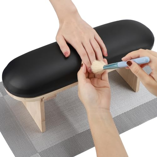 Segbeauty Nail Hand Rest, Nagel Armauflage Handkissen, Pu Leather Handauflage, Armnagel Auflage mit Maniküre-Tischmatte, Nail Art Zubehör (Schwarz)