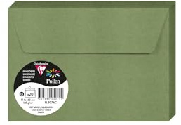 Clairefontaine 5076C - ett paket med 20 självhäftande kuvert - C6-format 11,4 x 16,2 cm - 120 g/m² - salviagröna färger - inbjudan till evenemang och korrespondens - pollenintervall - premium slätt